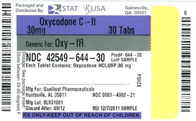 Oxycodone C-ii 30mg Label Image (Oxycodone C Ii  30 mg Label  42549)